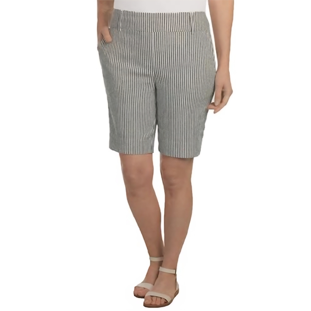 Hilary Radley Blue White Striped Women's‎ Bermudas Stretchy Coastal Golf Preppy